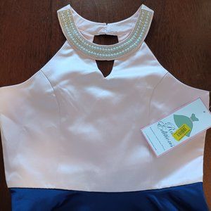 Rare Editions Big Girls dress size 16 new with tag Jeweled Halter neck